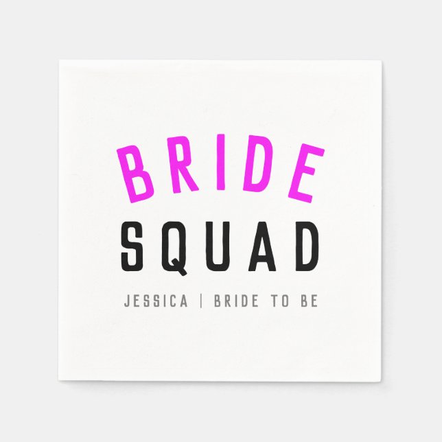 Serviette En Papier Équipe de mariées | Bridesmaid Chaud Rose Bachelor (Devant)