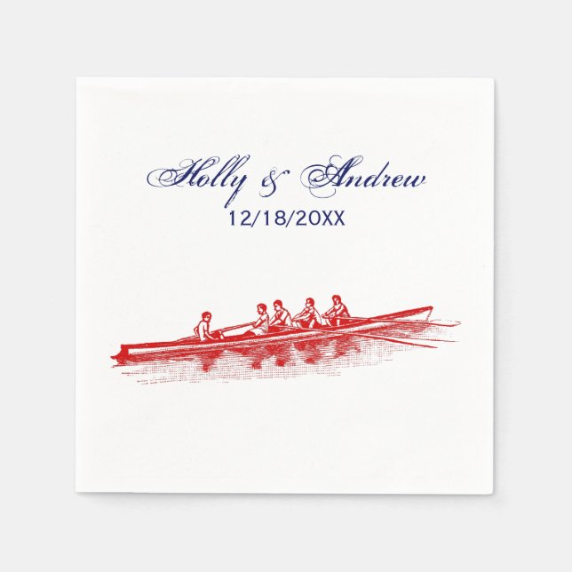 Serviette En Papier Équipe de sports nautiques Red Rowing Rowers (Devant)
