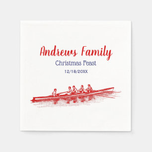 Serviette En Papier Équipe de sports nautiques Red Rowing Rowers