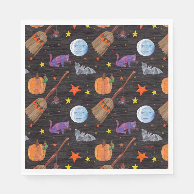 Serviette En Papier Eric Carle | Caterpillar Black Halloween Motif (Devant)