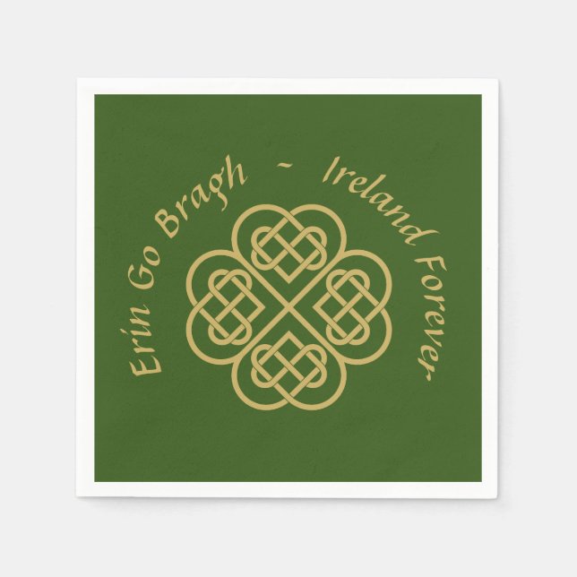 Serviette En Papier Erin Go Bragh Gold Celtic Shamrock (Devant)