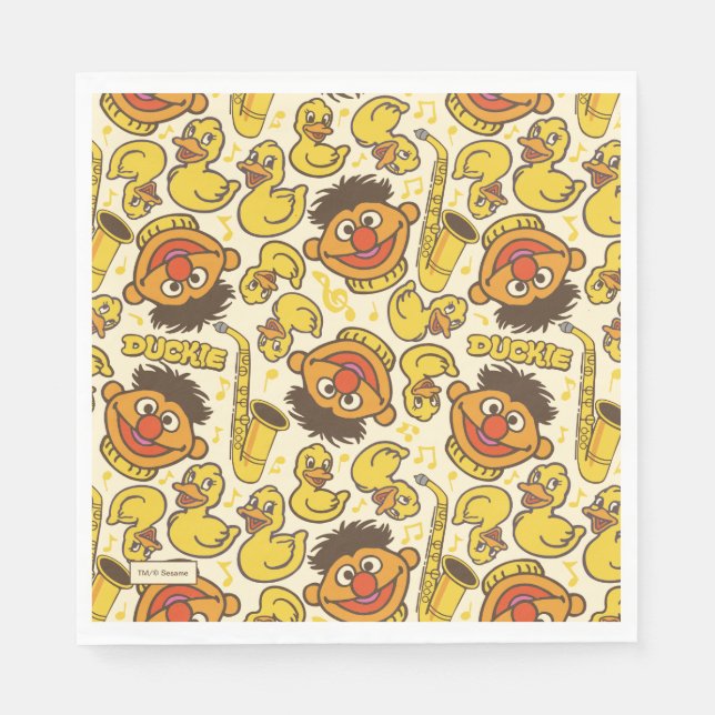 Serviette En Papier Ernie et le Motif en caoutchouc Duckie (Devant)