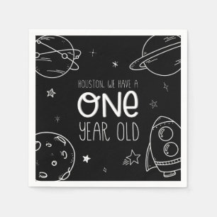 Serviette En Papier Espace 1er Anniversaire - Houston Un An Vieux - Na