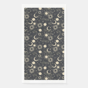 Serviette En Papier espace céleste soleil lune galaxie planète beige