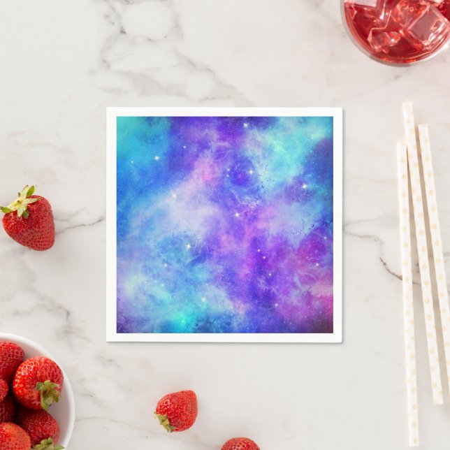 Serviette En Papier Espace de galaxie violet et bleu Abstrait (En situation)