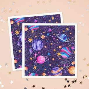 Serviette En Papier Espace extérieur Galaxie avec planètes et étoiles 