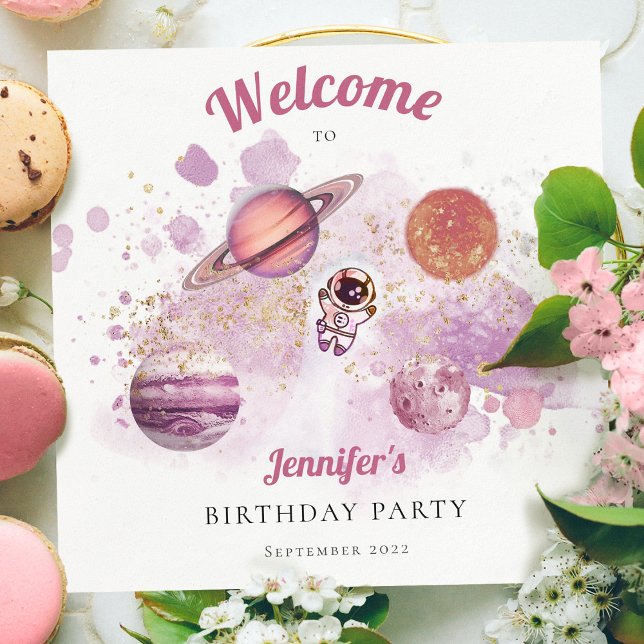 Serviette En Papier Espace extra-atmosphérique Filles roses Rocket Pla (Créateur téléchargé)