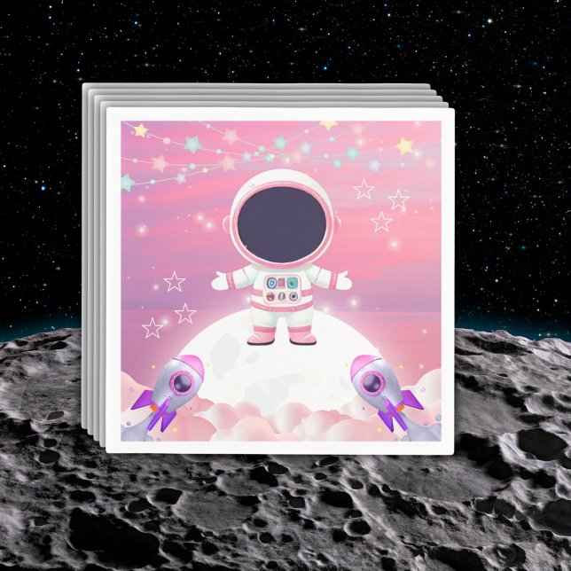 Serviette En Papier Espace extra-atmosphérique rose Petit explorateur  (Créateur téléchargé)