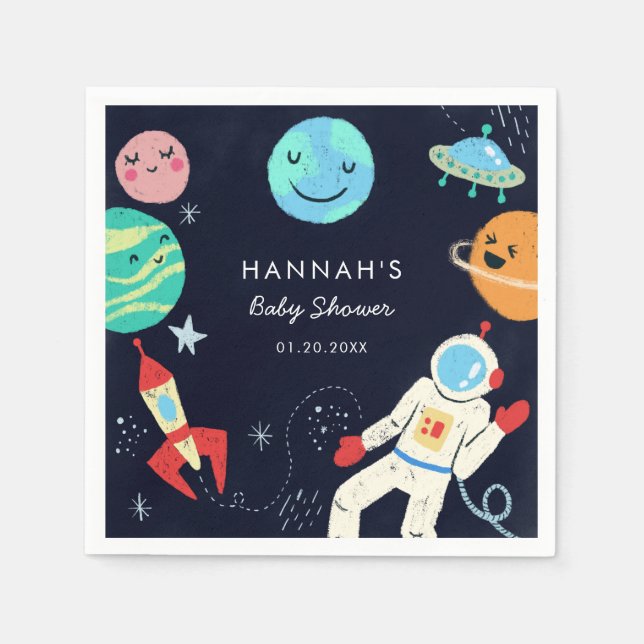 Serviette En Papier Espace Thème Baby shower Galaxy (Devant)