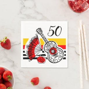 Serviette En Papier Espagnol Souvenirs Classic Stripe 50 Age