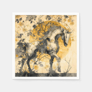 Serviette En Papier Esprit Botanique Vintage Cheval Blanc Fleurs Vigne