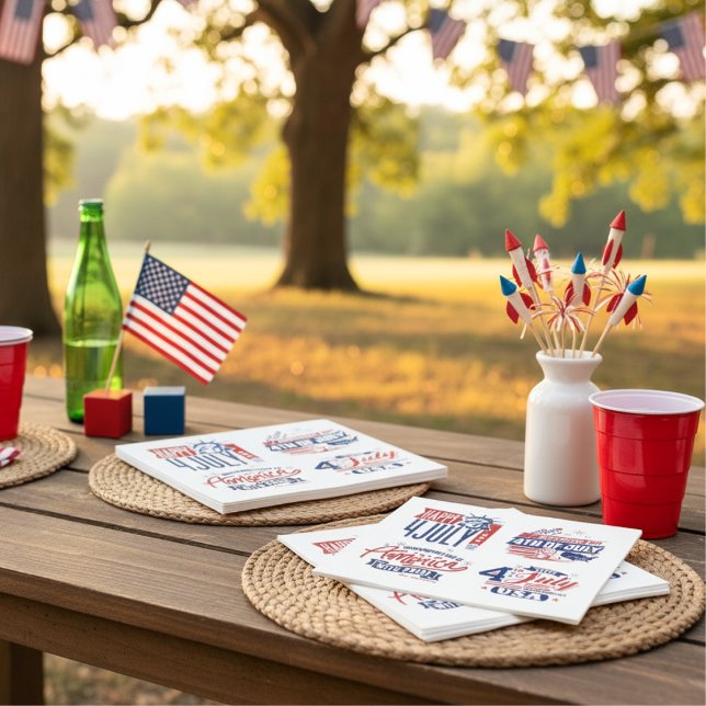 Serviette En Papier Esprit d'indépendance 4 juillet (Spirit of Independence Fourth of July Napkins)
