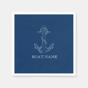 Serviette En Papier Esprit nautique Ancre Marine Bleu