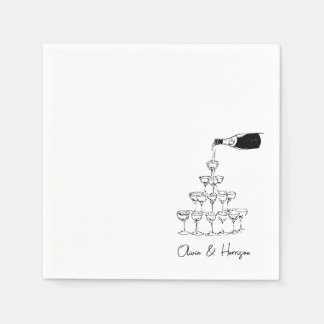 Serviette En Papier Esquisse de tour de champagne Nom personnalisé Mar