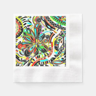 Serviette En Papier Esquisse Imaginaire Art - Fleurs Abstraites 3