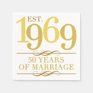 Serviette En Papier Est. 50e anniversaire du Mariage 1969