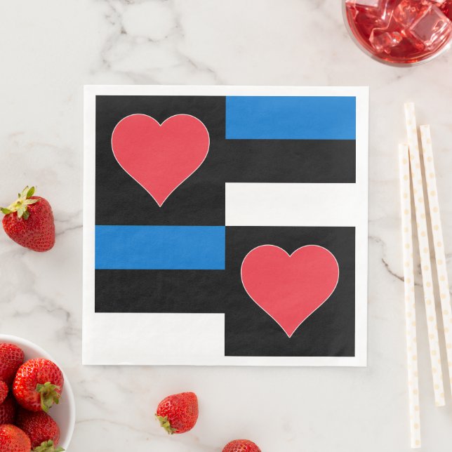 Serviette En Papier Estonien Drapeau Coeur amusant Patriotique Estonie (En situation)