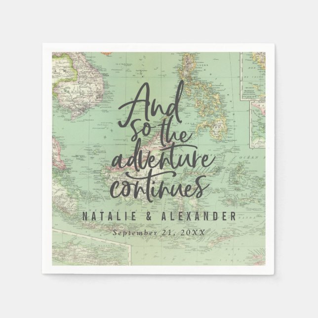 Serviette En Papier Et donc l'aventure continue la fête de mariage (Devant)