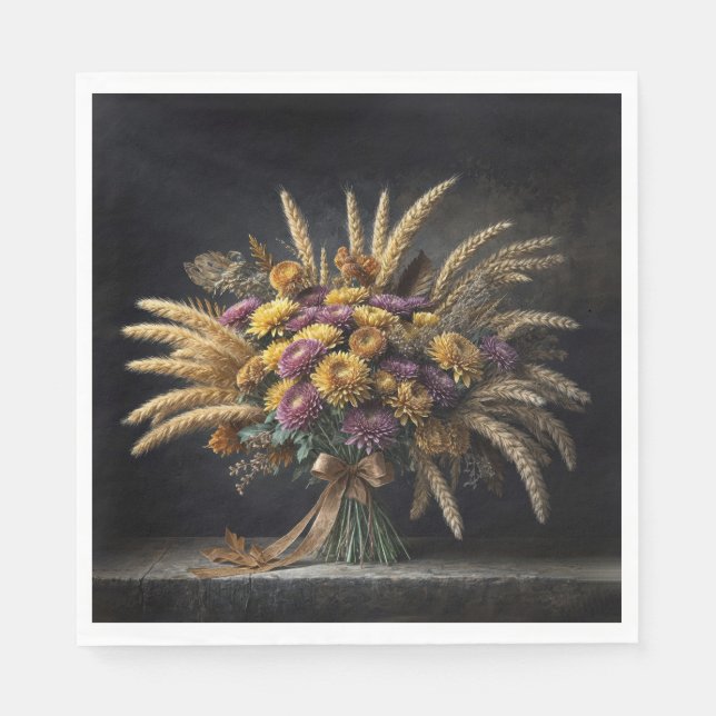 Serviette En Papier Étalons de blé d'automne et bouquet de maman (Devant)