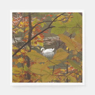 Serviette En Papier Étang d'automne avec cygne