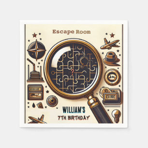 Serviette En Papier étape Clue Spy Escape Room 7e anniversaire Invitat