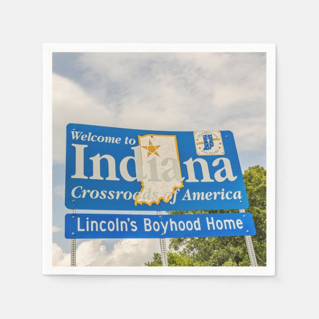 Serviette En Papier État de l'Affiche de bienvenue de l'Indiana (Devant)