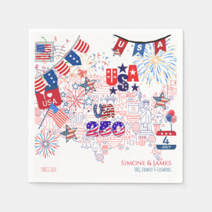 Serviette En Papier États-Unis 250 Décoration de fête du 4 juillet Thè