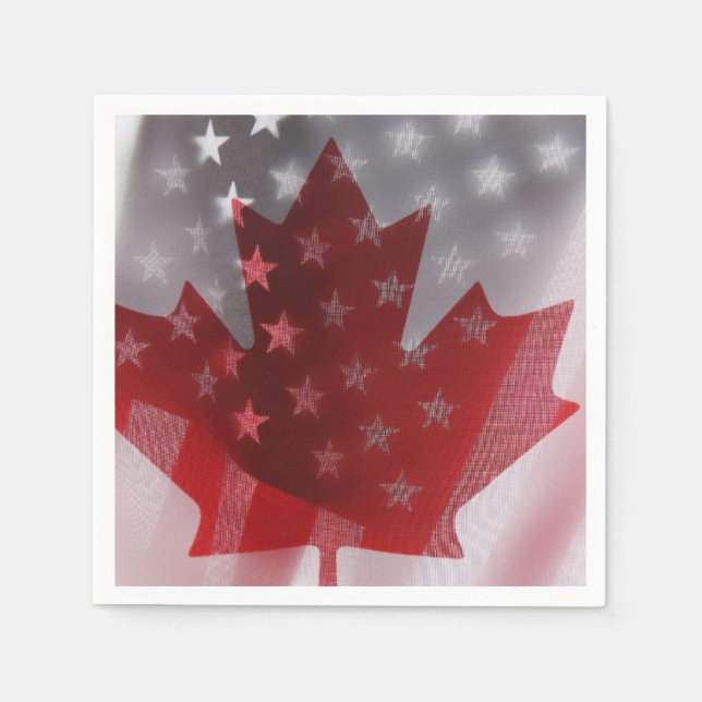 Serviette En Papier États-Unis et Canada drapeaux papier serviette (Devant)