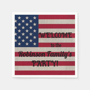 Serviette En Papier États-Unis Patriotique américain Drapeau lin Calli