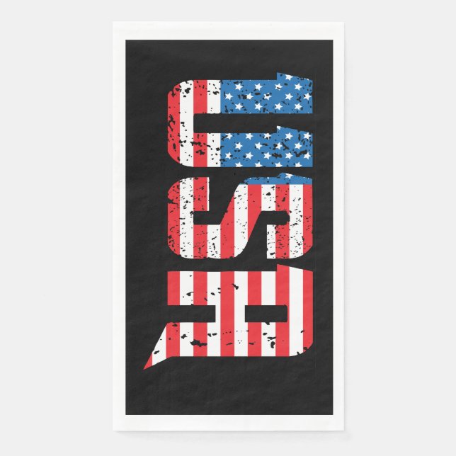 Serviette En Papier États-Unis patriotiques en rouge, blanc et bleu (Devant)