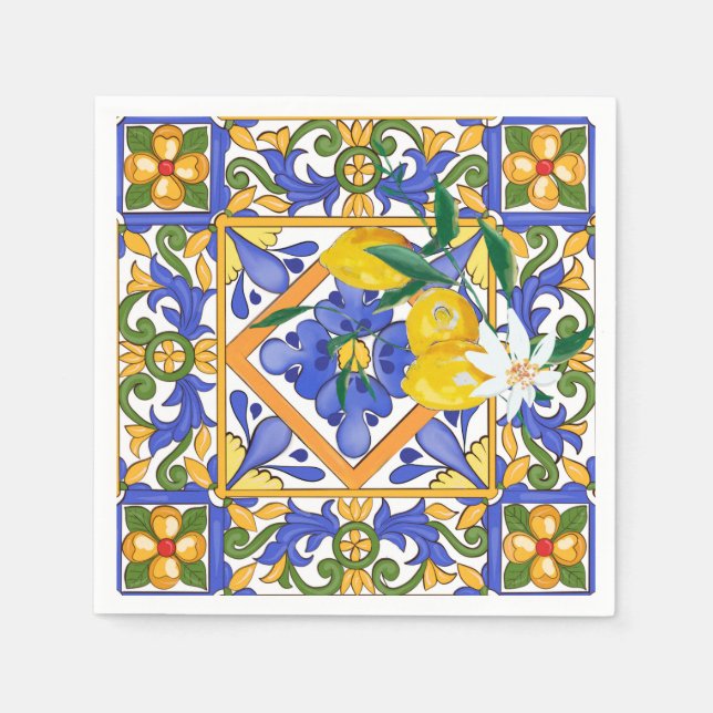 Serviette En Papier été, agrumes, sicilienne, style méditerranéen, cit (Devant)