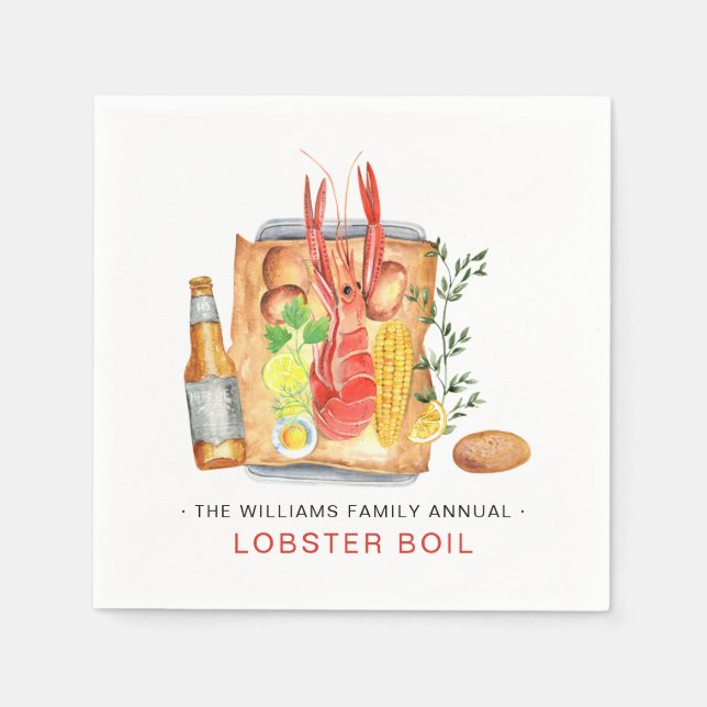 Serviette En Papier Été Boule de homard | Cuisine au homard (Devant)