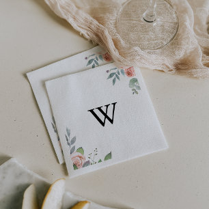 Serviette En Papier Été Breeze Floral Calligraphie Monogramme Mariage