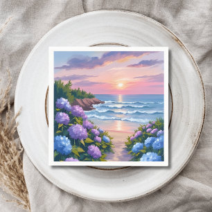 Serviette En Papier Été de Nouvelle-Angleterre   Peinture de plage d'h