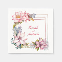 Été en rose : serviettes Mariages personnalisées