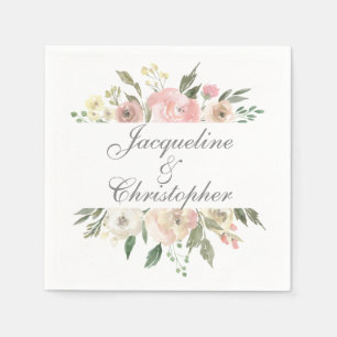 Serviette En Papier Été Floral Blush Pink Cream Peony Mariage