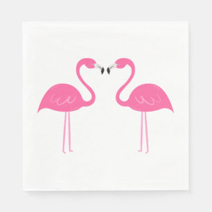 Serviette En Papier Eté Plage tropicale Mariage Flamant rose rose