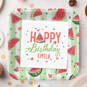 Serviette En Papier Eté Rouge pastèque Fille à thème Anniversaire