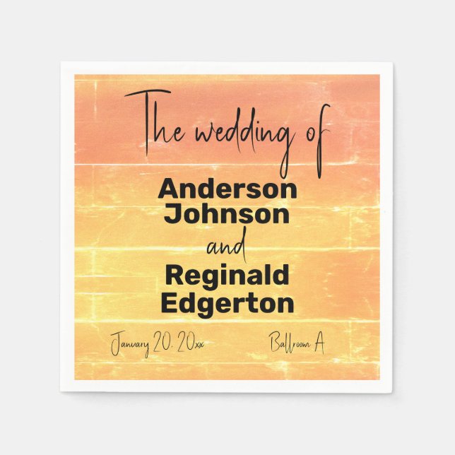 Serviette En Papier Été Russe Décontracté Jaune Pêche Mariage (Devant)