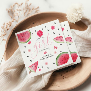 Serviette En Papier Eté Watermelon 'Un Bébé Doux' Fille Baby shower