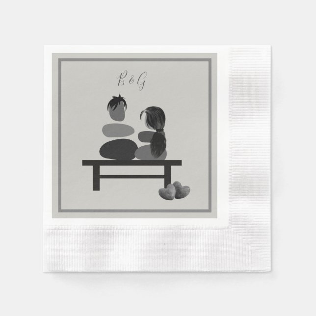 Serviette En Papier Eternal Stone couple Boho mariage (Devant)