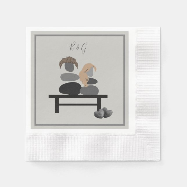 Serviette En Papier Eternal Stone couple Boho mariage (Devant)