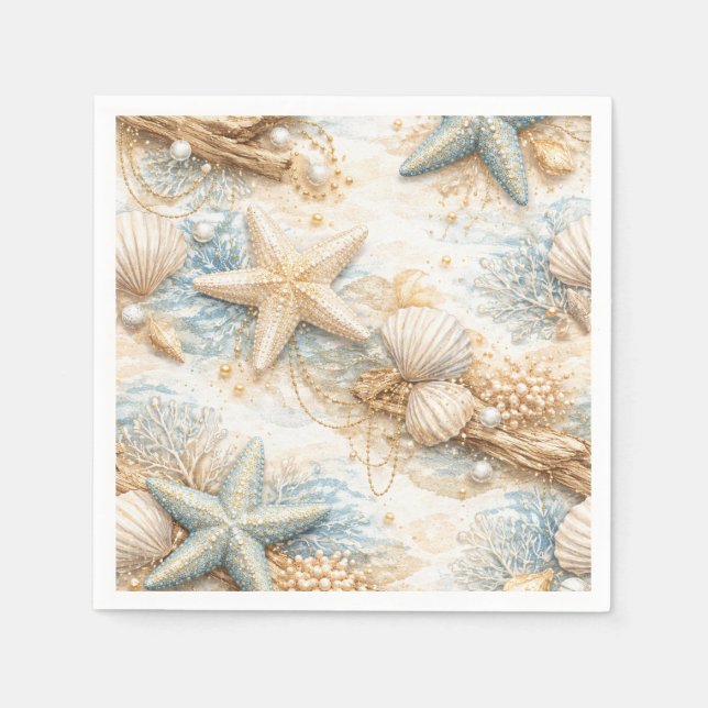 Serviette En Papier Eterntal Tides Coastal Watercolor Beach Wedding (Devant)