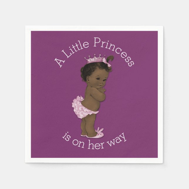 Serviette En Papier Ethnic Little Princess Baby shower Purple (Devant)