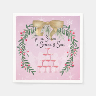 Serviette En Papier Étincelle de Noël rose et éclat