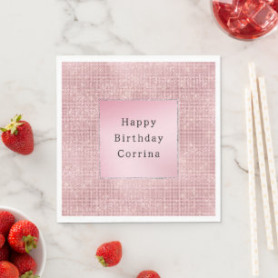 Serviette En Papier Étincelle Glam Rose Pretty Argent Paillettes Anniv