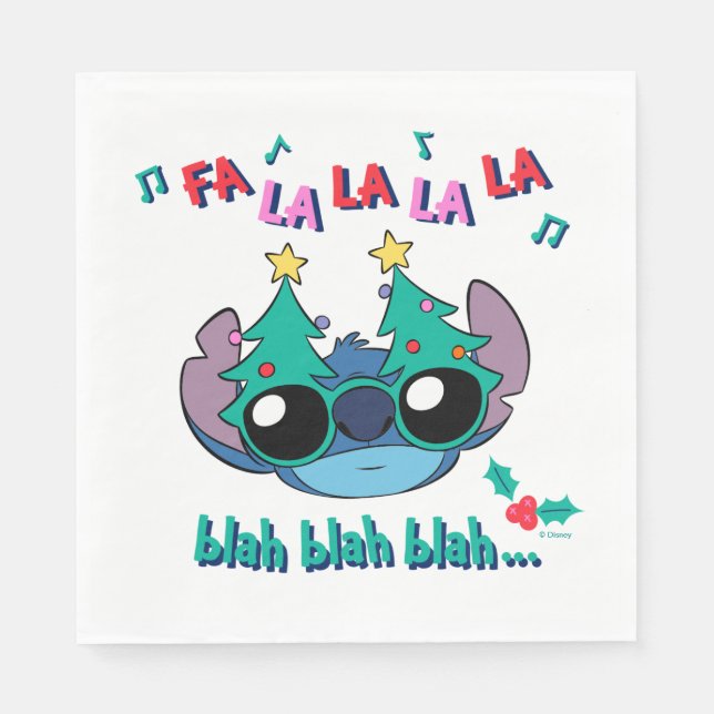 Serviette En Papier Étiquette de Noël | Fa La La La La (Devant)