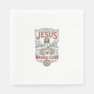 Serviette En Papier Étiquette de savon Jésus Lavé Propre Savon Jésus L