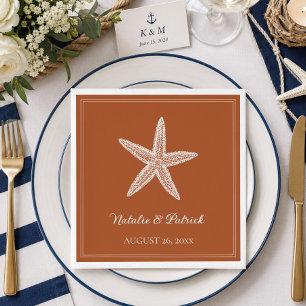 Serviette En Papier Étoile de mer orange brûlée pour mariage