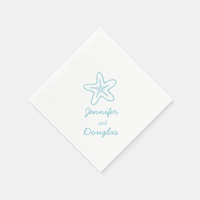 Serviette En Papier étoile marine mariage aqua bleu papier blanc servi (Coin)